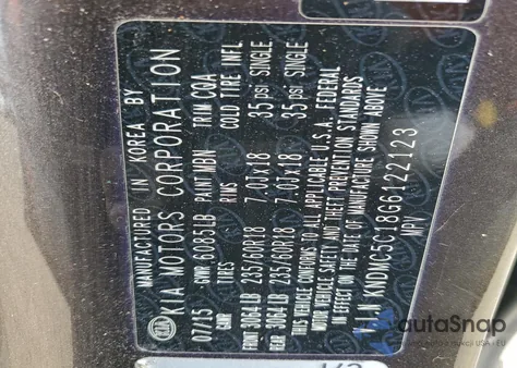 2016 Kia Sedona Ex from USA, damaged, VIN KNDMC5C18G6122123